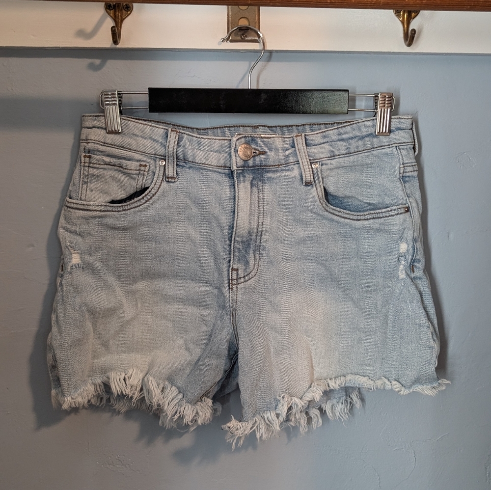 Kut from the Kloth Light Wash Denim Frayed Hem Jean Shorts